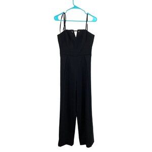 Black Halo Women's Black Jumpsuit Size 6 Sleeveless‎ Center Notched Square Neck